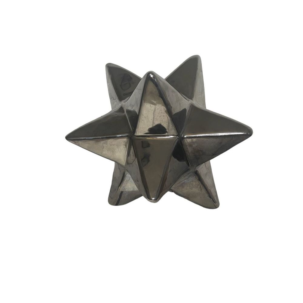 Silver Large 12 point Star shaped Stellated Sculpture in Ceramic